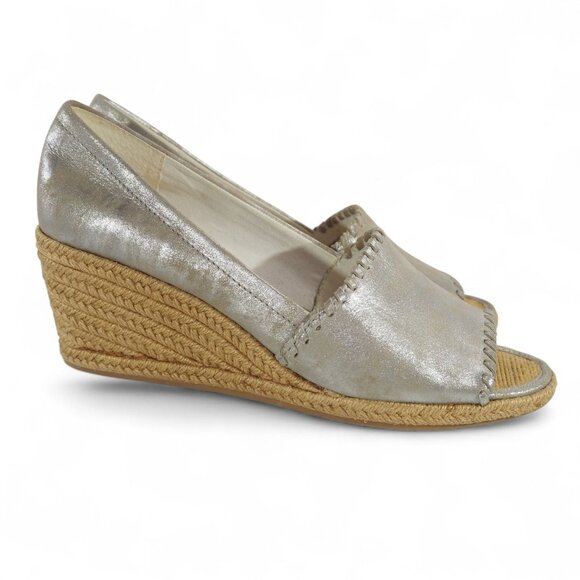 Jack Rogers Palmer Wedge Espadrilles Heels Women's 9M Shimmer Silver - Picture 4 of 11